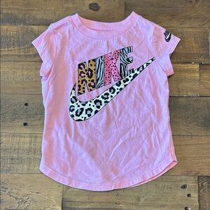 Nike Pink Short Sleeve Tee with Animal-Print Logo